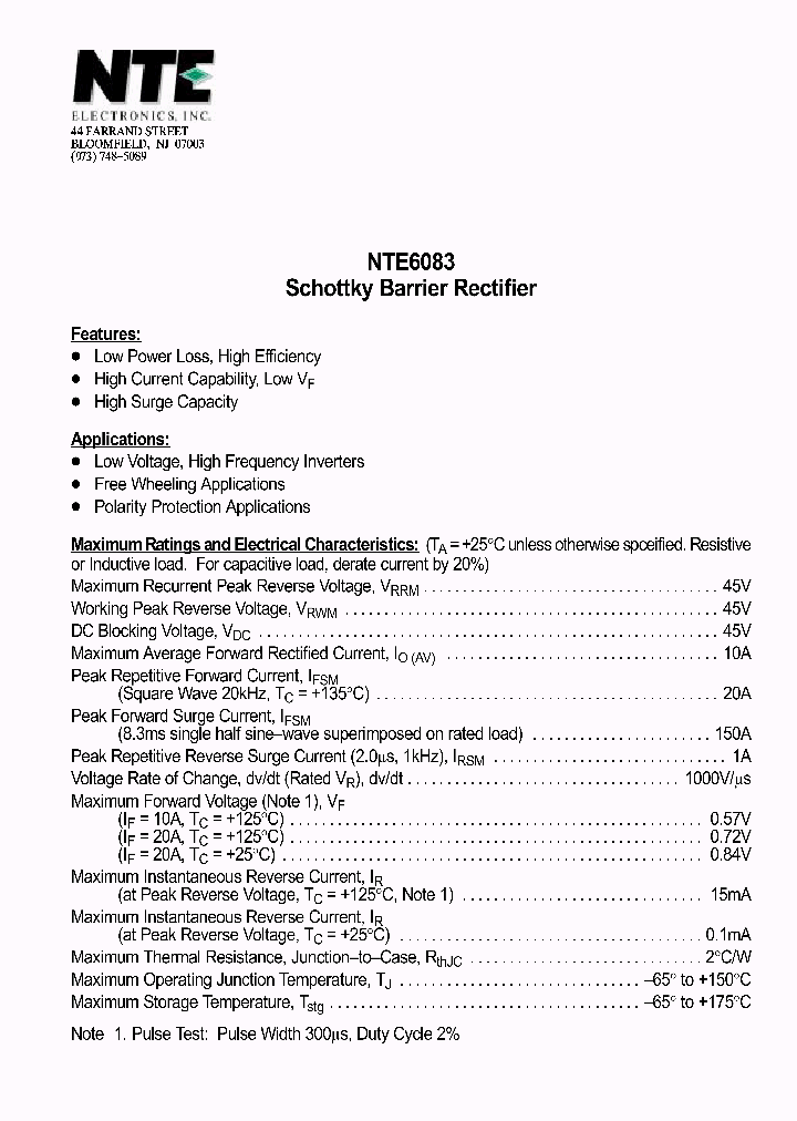 NTE6083_437349.PDF Datasheet