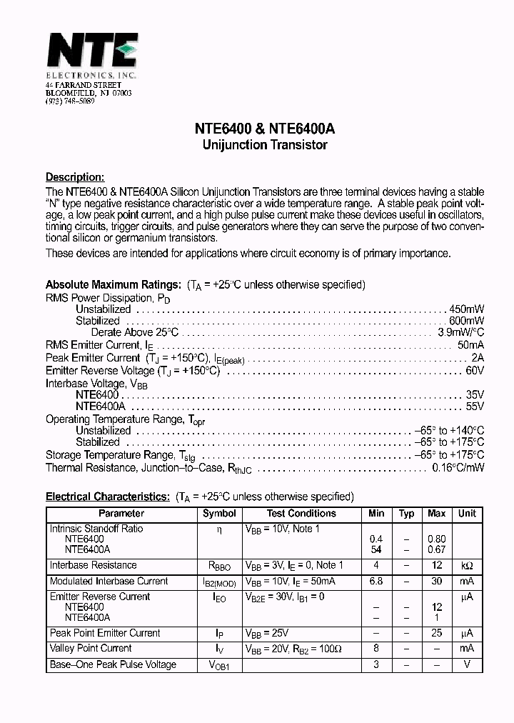 NTE6400_480151.PDF Datasheet