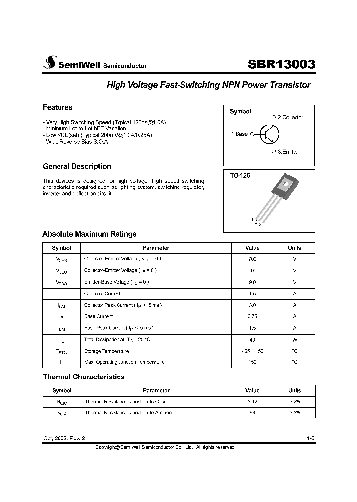 SBR13003_484704.PDF Datasheet