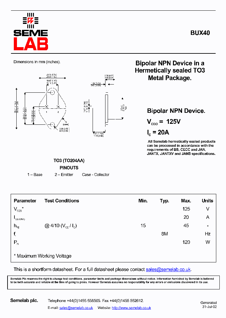 SFBUX40_474909.PDF Datasheet