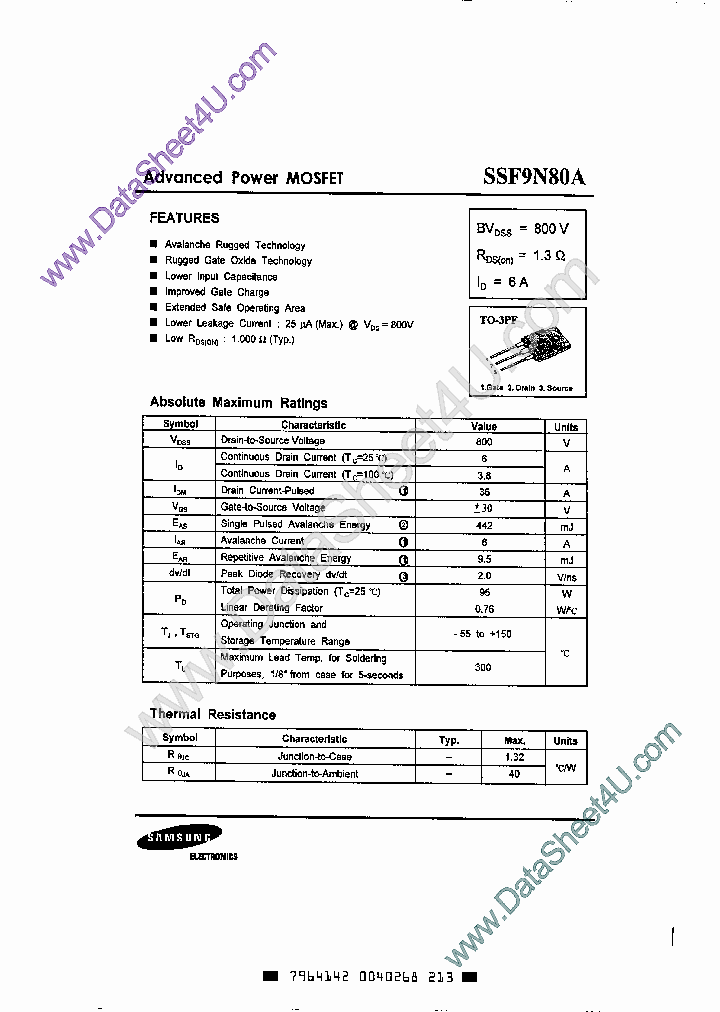 SSF9N80A_442432.PDF Datasheet