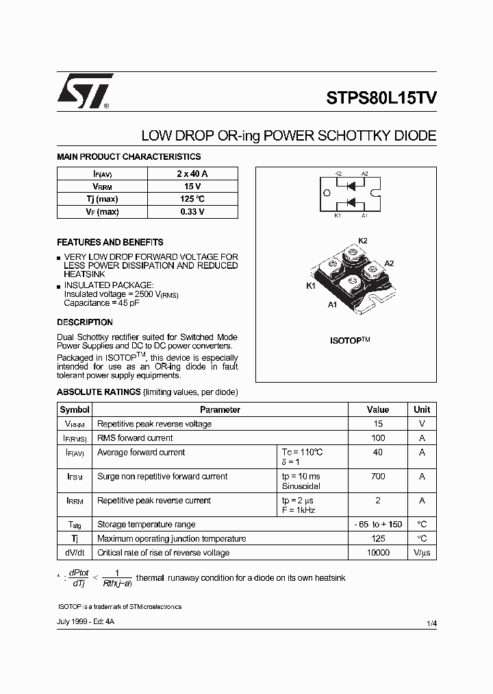 STPS80L15_443407.PDF Datasheet
