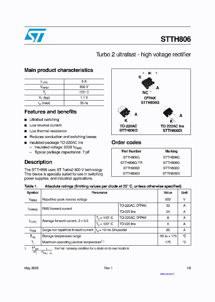 STTH806_468113.PDF Datasheet