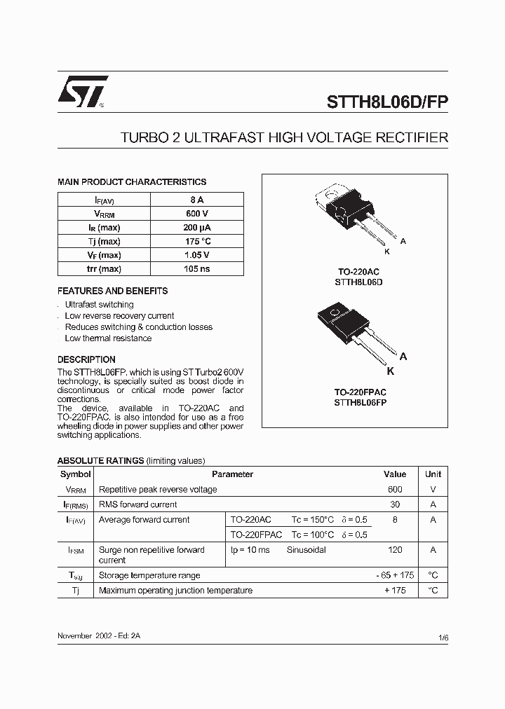 STTH8L06FP_470652.PDF Datasheet