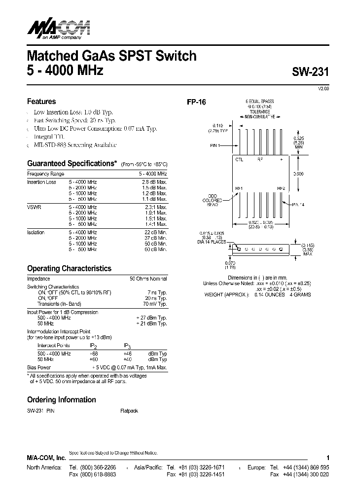 SW-231PIN_459721.PDF Datasheet