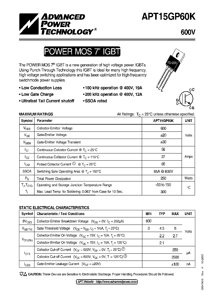 APT15GP60K_496504.PDF Datasheet