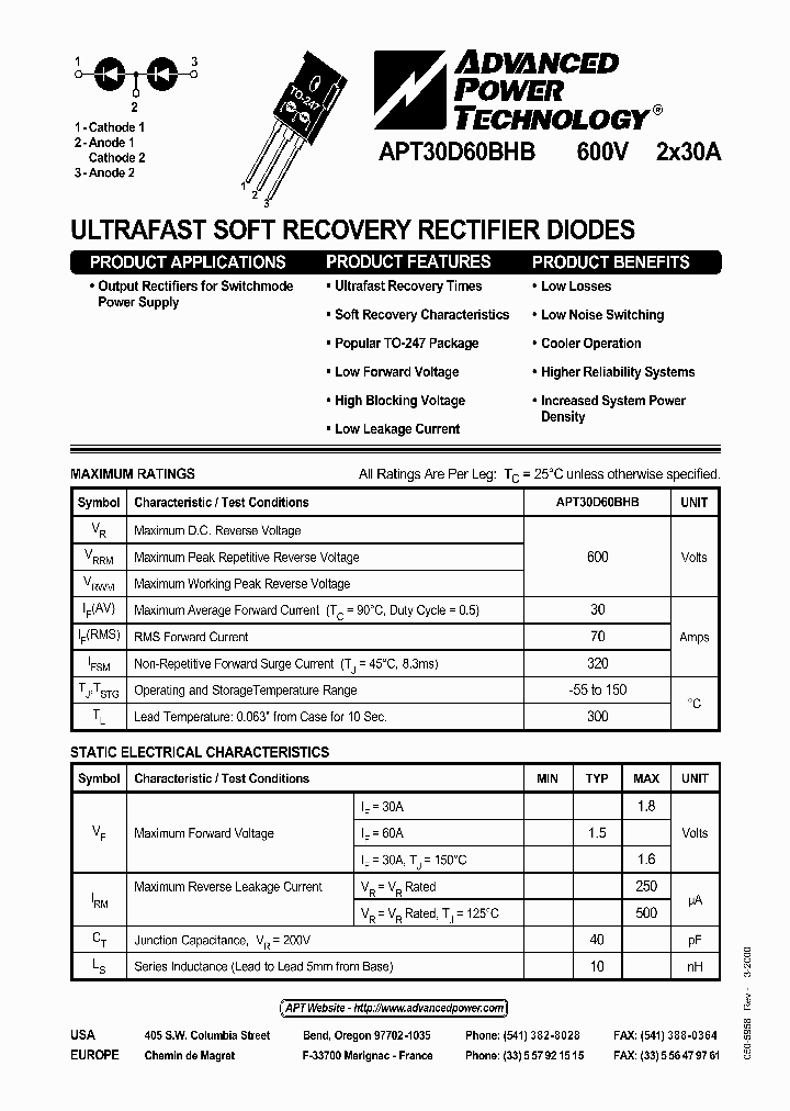 APT30D60BHB_497292.PDF Datasheet