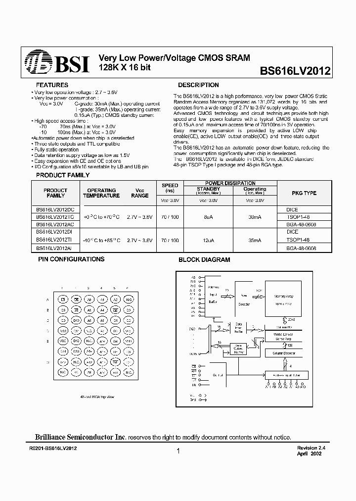BS616LV2012_559061.PDF Datasheet