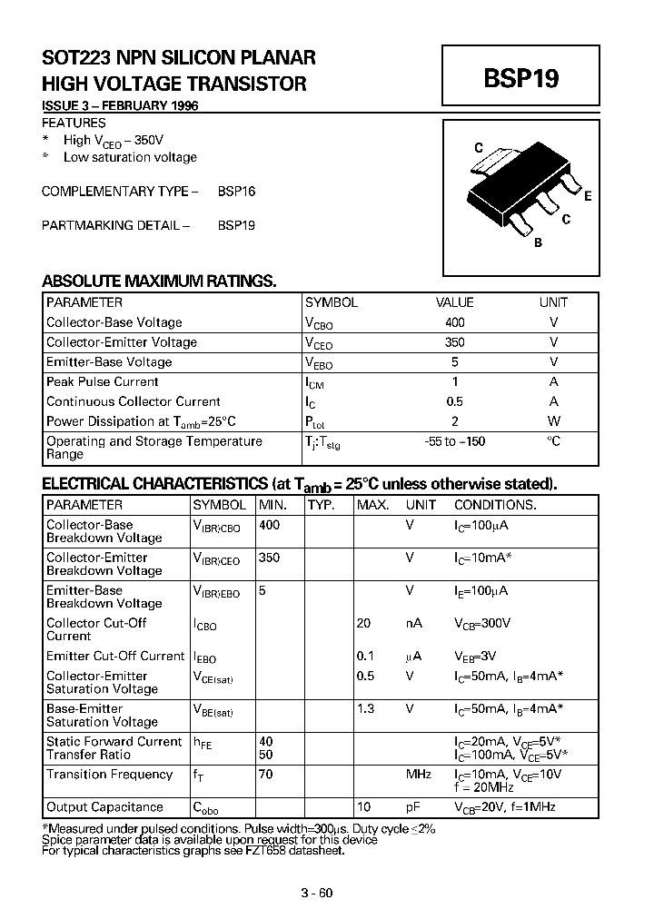 BSP19_511010.PDF Datasheet