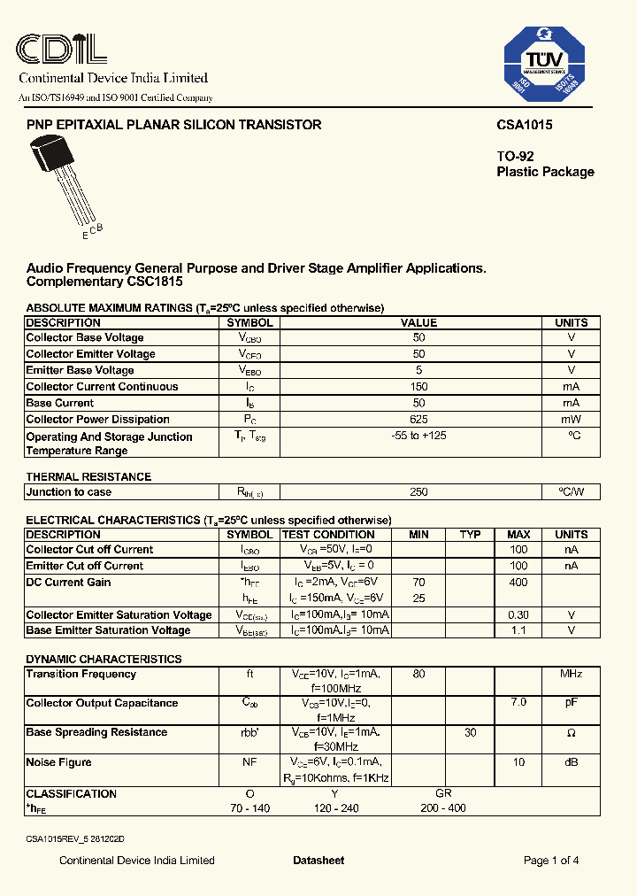 CSA1015_529583.PDF Datasheet