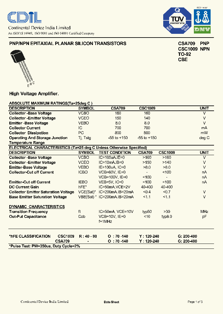 CSC1009G_521617.PDF Datasheet