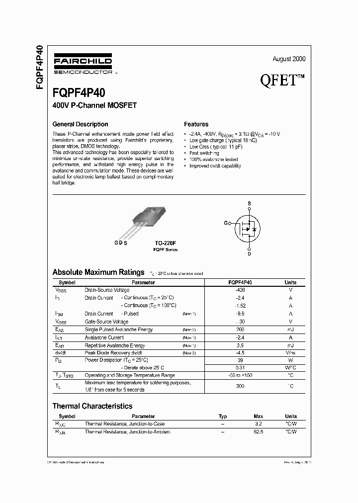 FQPF4P40_499034.PDF Datasheet