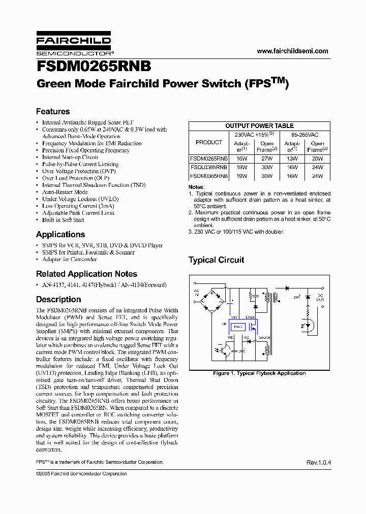 FSDM0265RNB_519237.PDF Datasheet