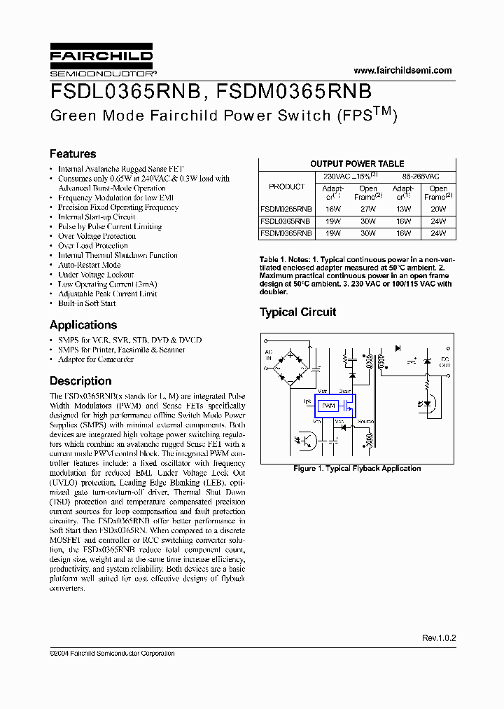 FSDM0365RNB_534109.PDF Datasheet