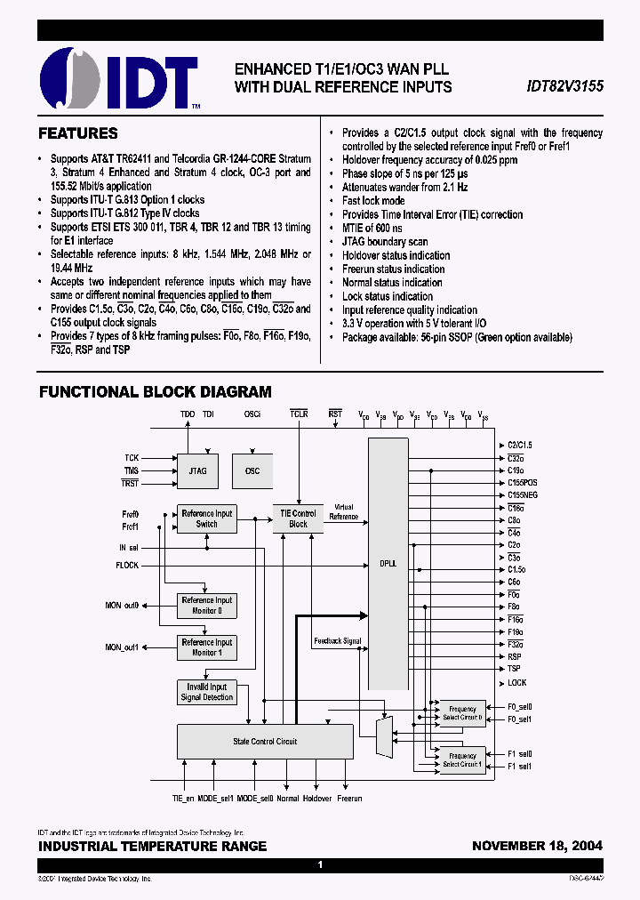 IDT82V3155_527312.PDF Datasheet