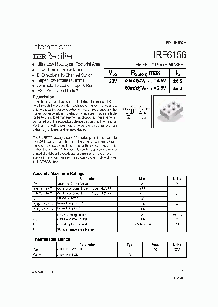 IRF6156_556858.PDF Datasheet