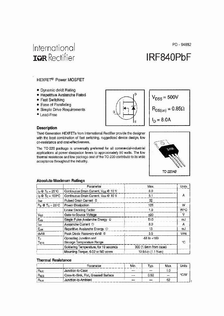 IRF840PBF_498636.PDF Datasheet