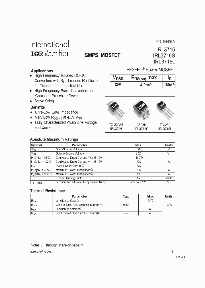 IRL3716L_501036.PDF Datasheet