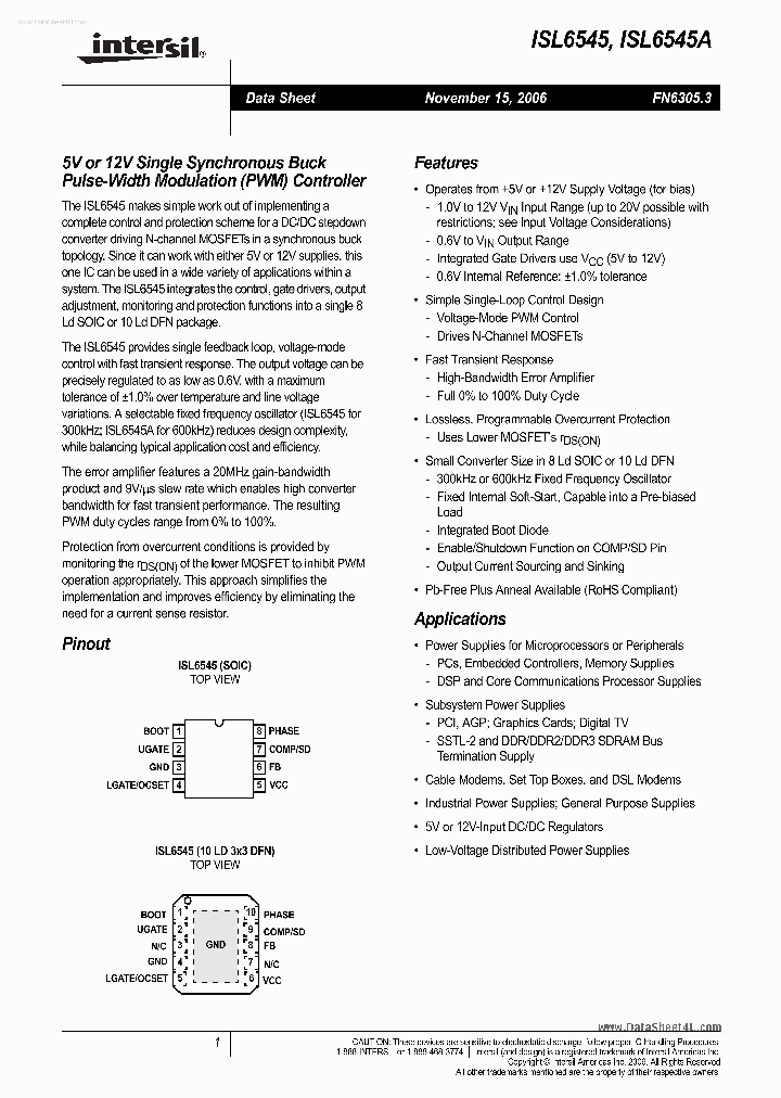 ISL6545_486694.PDF Datasheet
