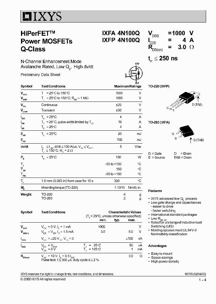 IXFA4N100Q_497212.PDF Datasheet