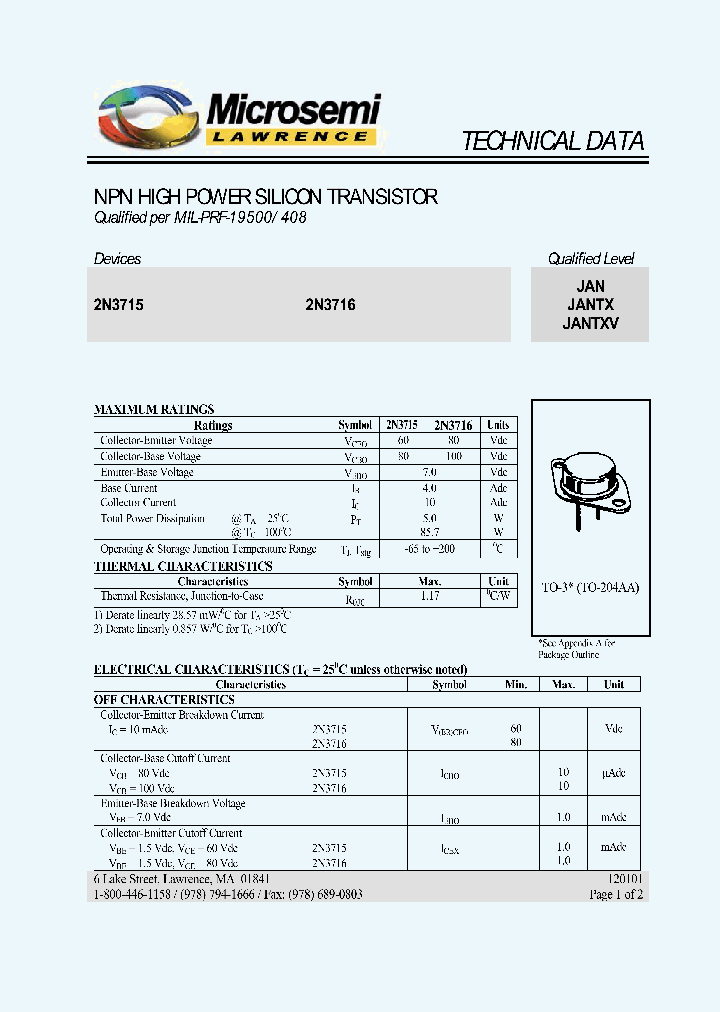 JANTXV2N3716_501033.PDF Datasheet