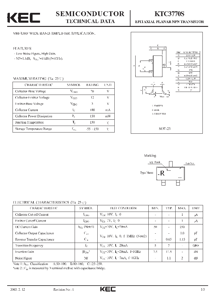 KTC3770_539528.PDF Datasheet