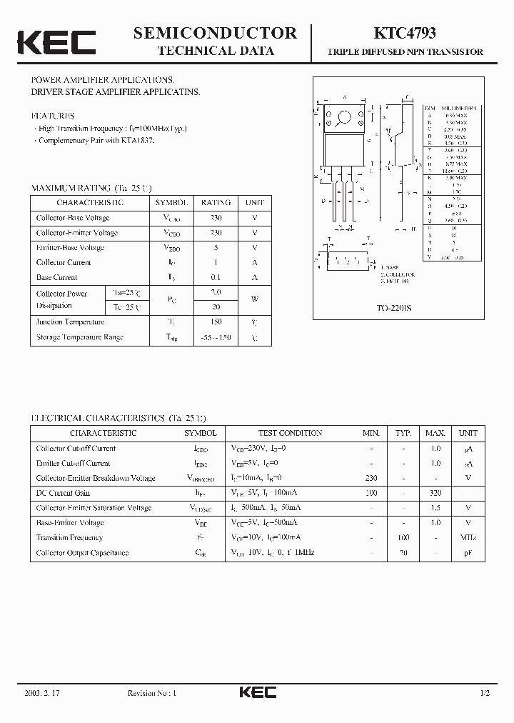 KTC4793_499633.PDF Datasheet