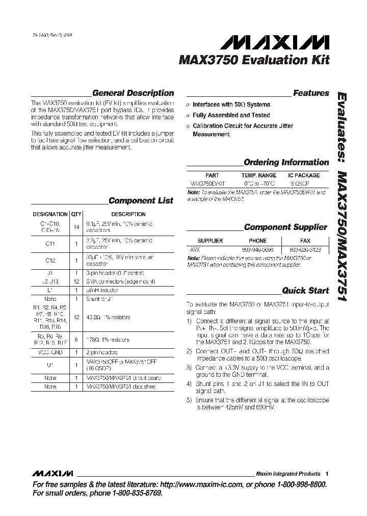 MAX3750EVKIT_500644.PDF Datasheet