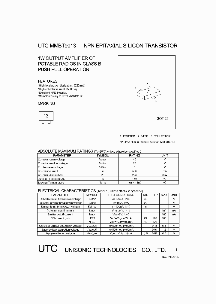 MMBT9013_524258.PDF Datasheet