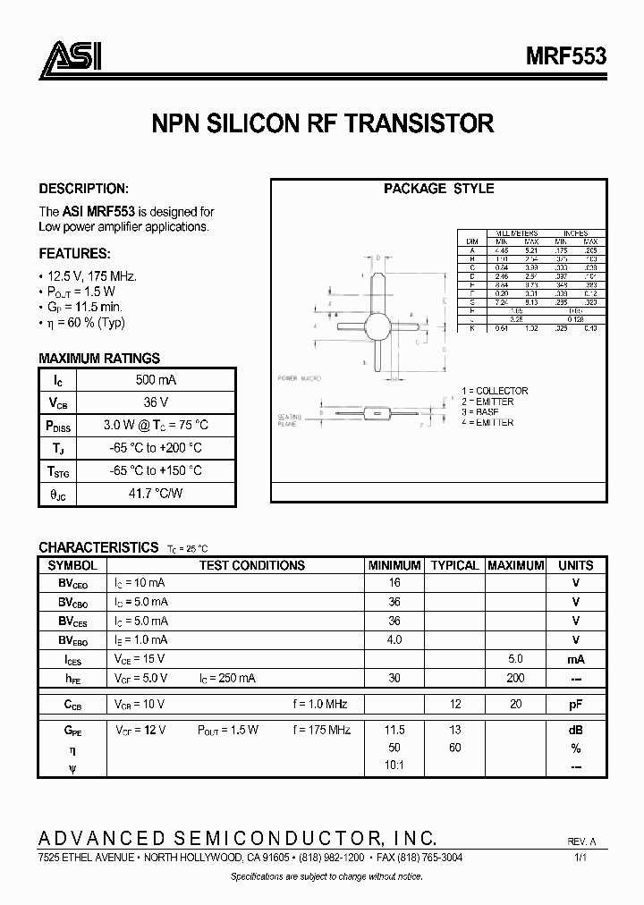 MRF553_531260.PDF Datasheet