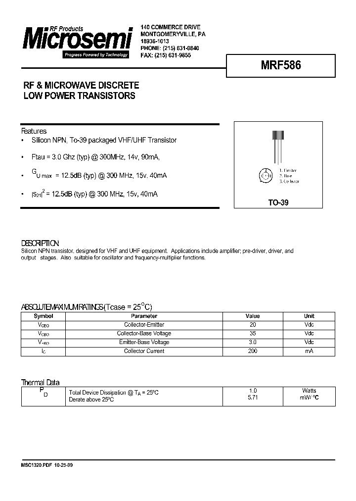 MRF586_525539.PDF Datasheet