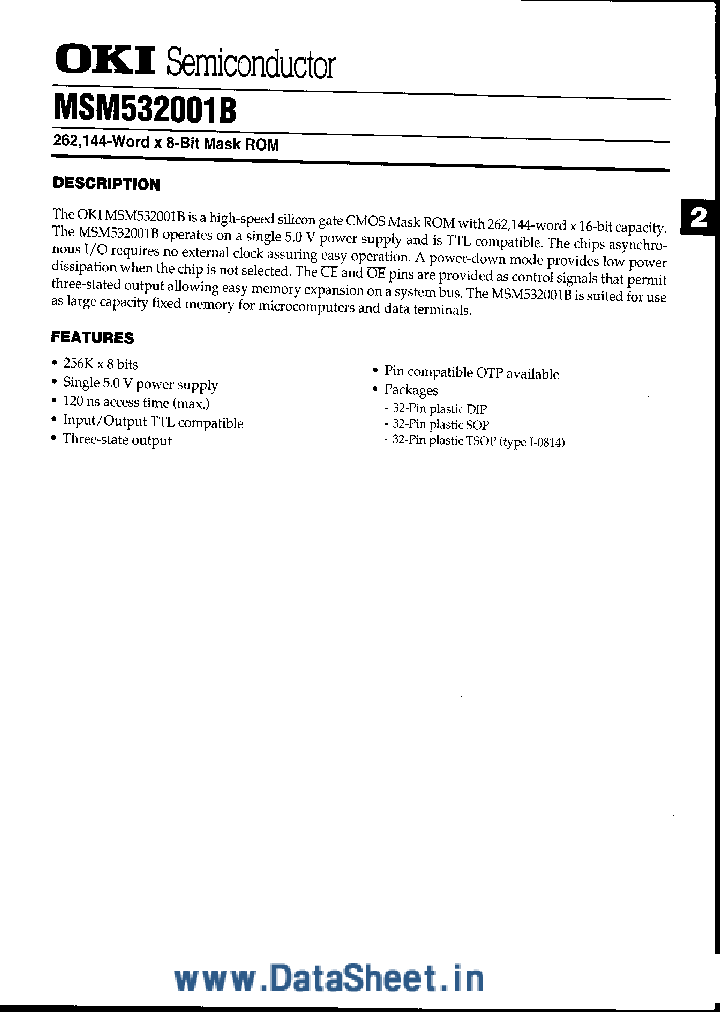 MSM532001B_489625.PDF Datasheet