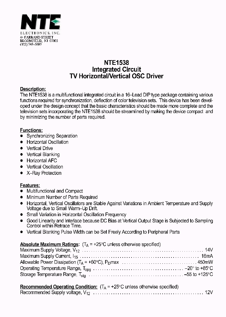 NTE1538_497588.PDF Datasheet