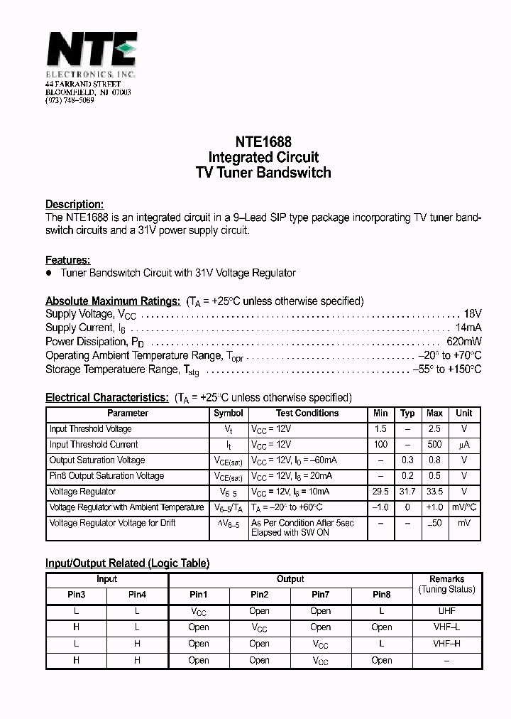 NTE1688_537268.PDF Datasheet