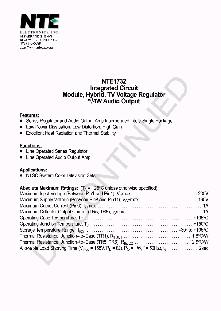 NTE1732_537303.PDF Datasheet