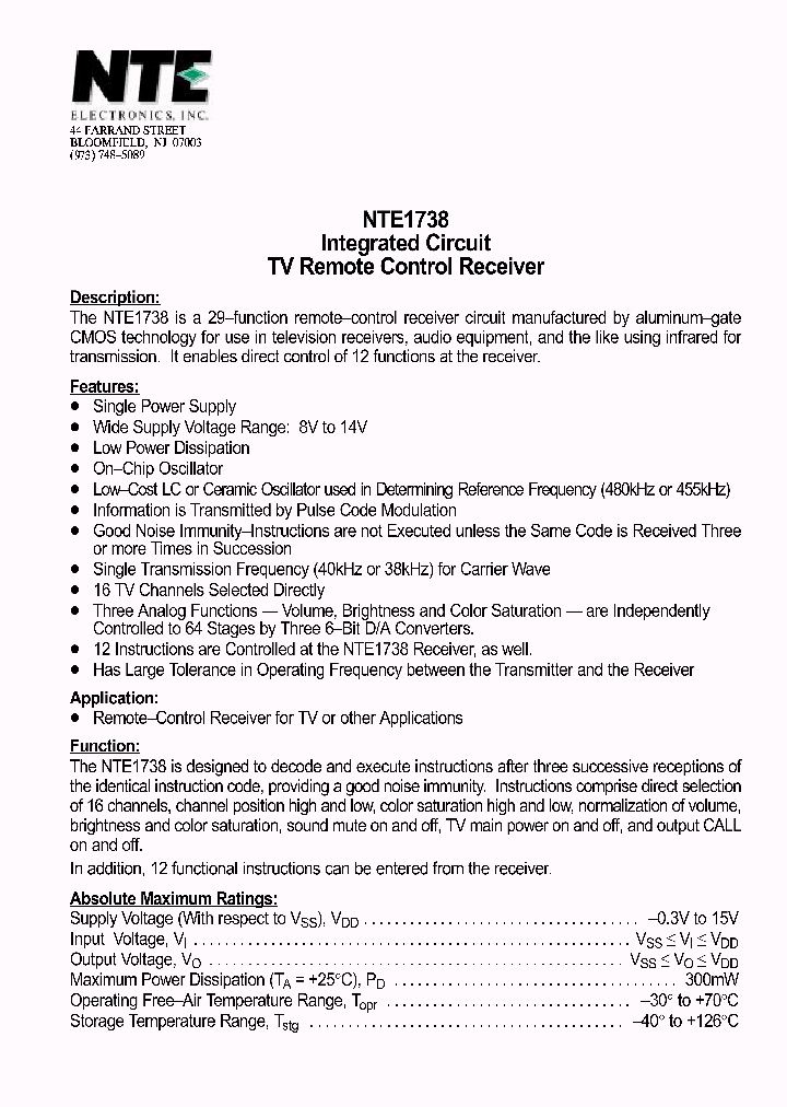 NTE1738_537311.PDF Datasheet