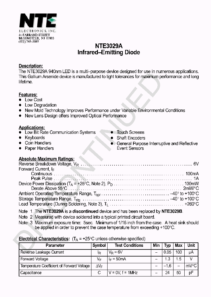 NTE3029_489661.PDF Datasheet