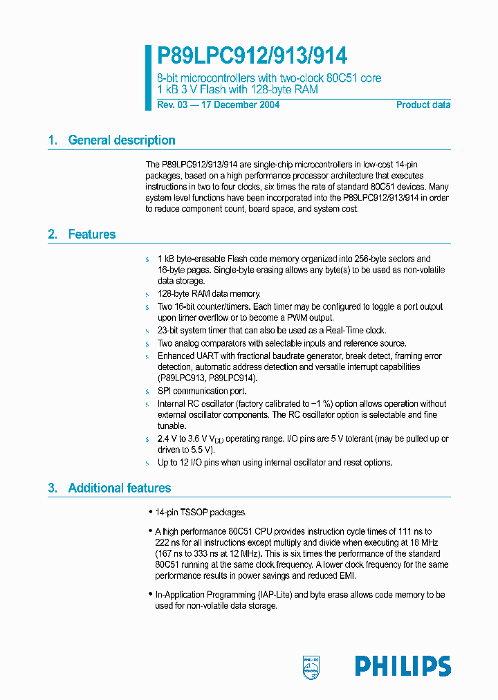 P89LPC913FDH_503278.PDF Datasheet