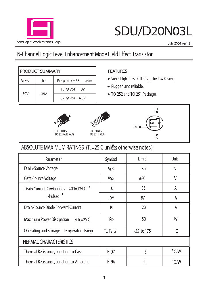 SDU20N03L_553626.PDF Datasheet