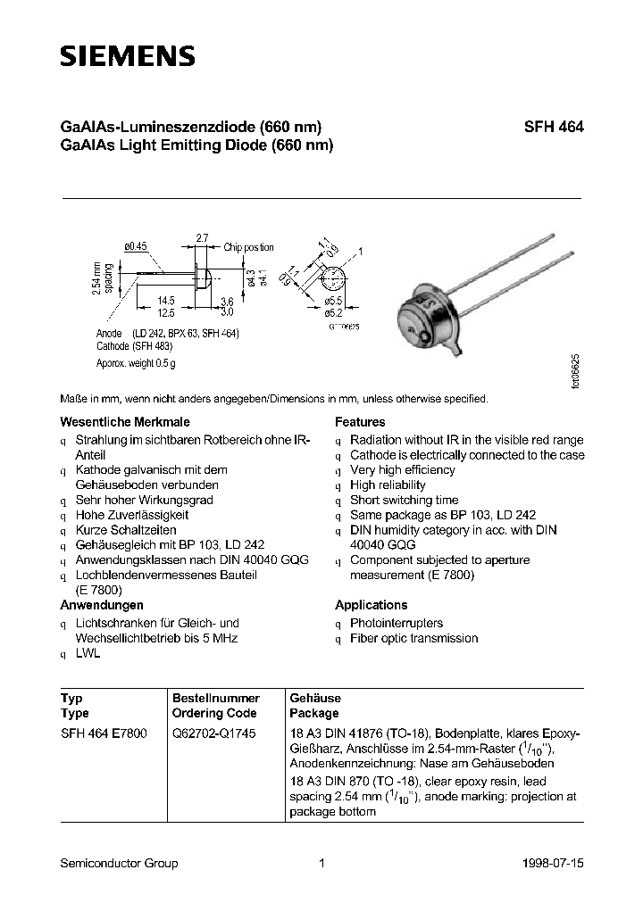 SFH464E7800_491288.PDF Datasheet