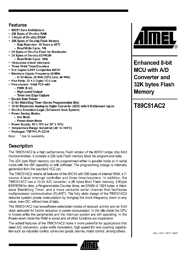 T89C51AC2NBSP_513202.PDF Datasheet