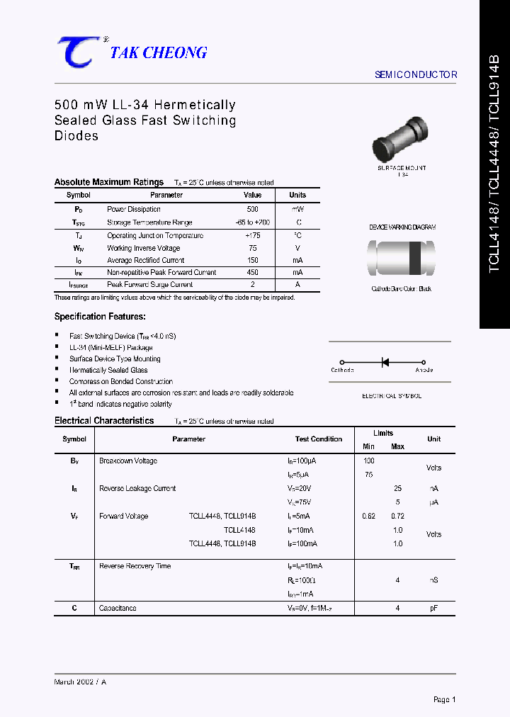 TCLL4148_501474.PDF Datasheet