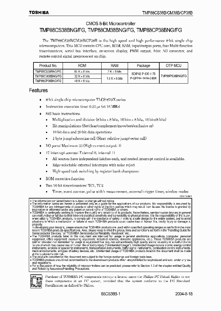 TMP88CP38BFG_493576.PDF Datasheet
