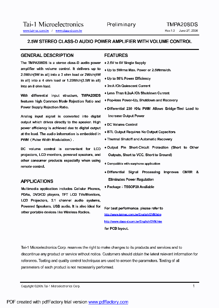 TMPA208DS_516994.PDF Datasheet