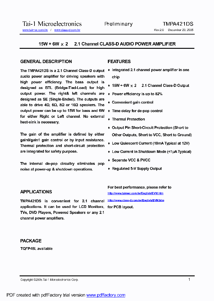 TMPA421DS_540004.PDF Datasheet