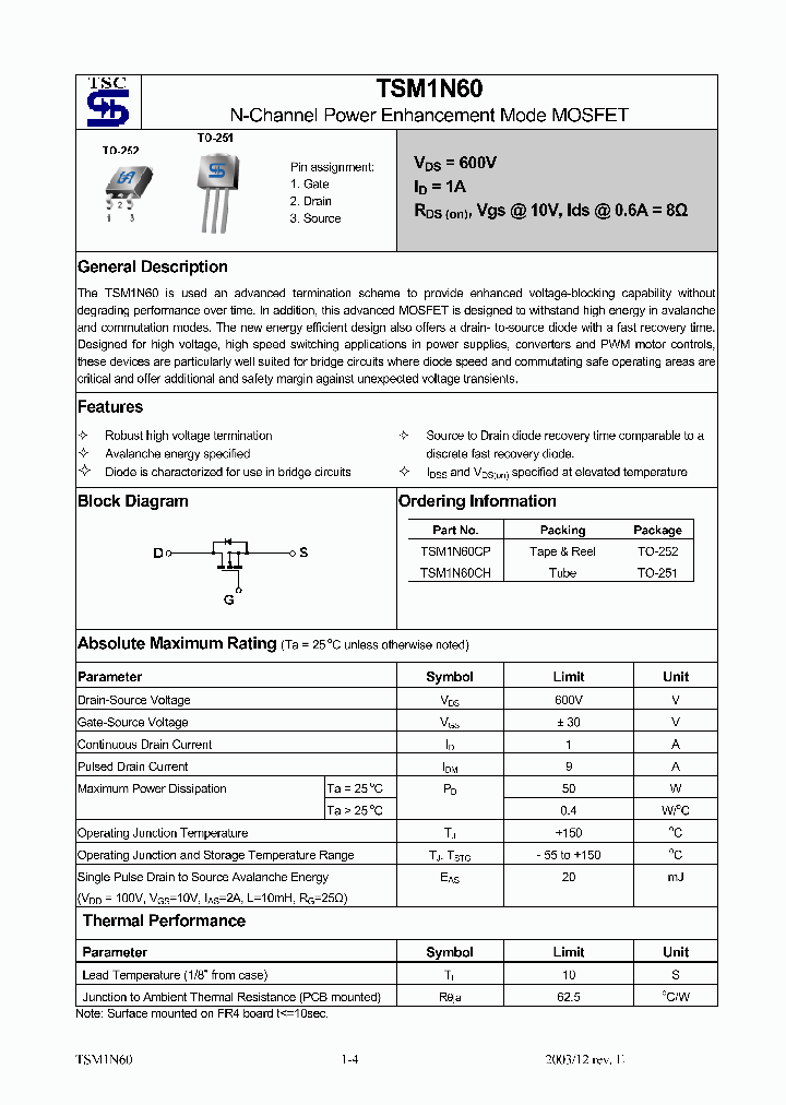 TSM1N60CP_521910.PDF Datasheet