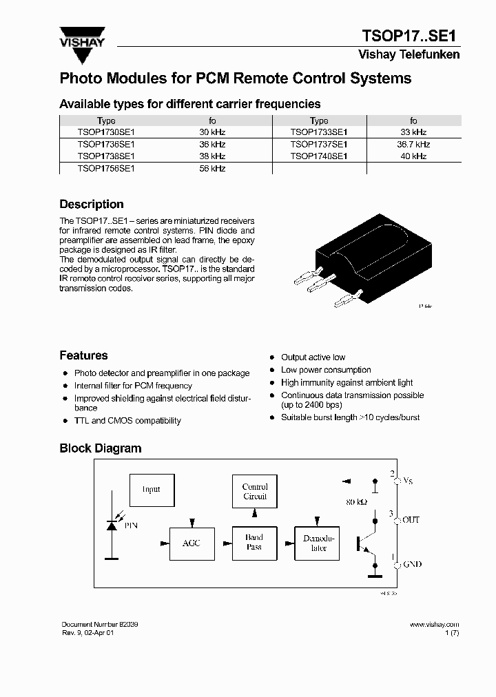 TSOP1756SE1_488520.PDF Datasheet