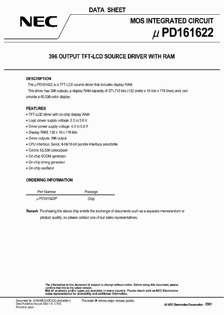 UPD161622_487278.PDF Datasheet