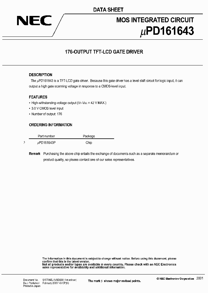 UPD161643P_487284.PDF Datasheet