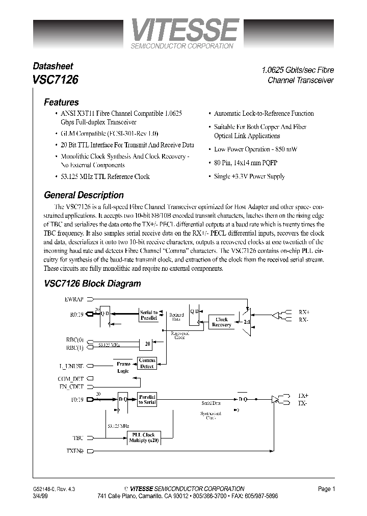 VSC7126_524202.PDF Datasheet